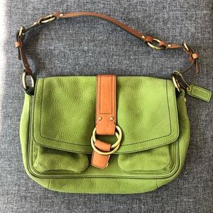 Coach Green Suede Leather handbag purse